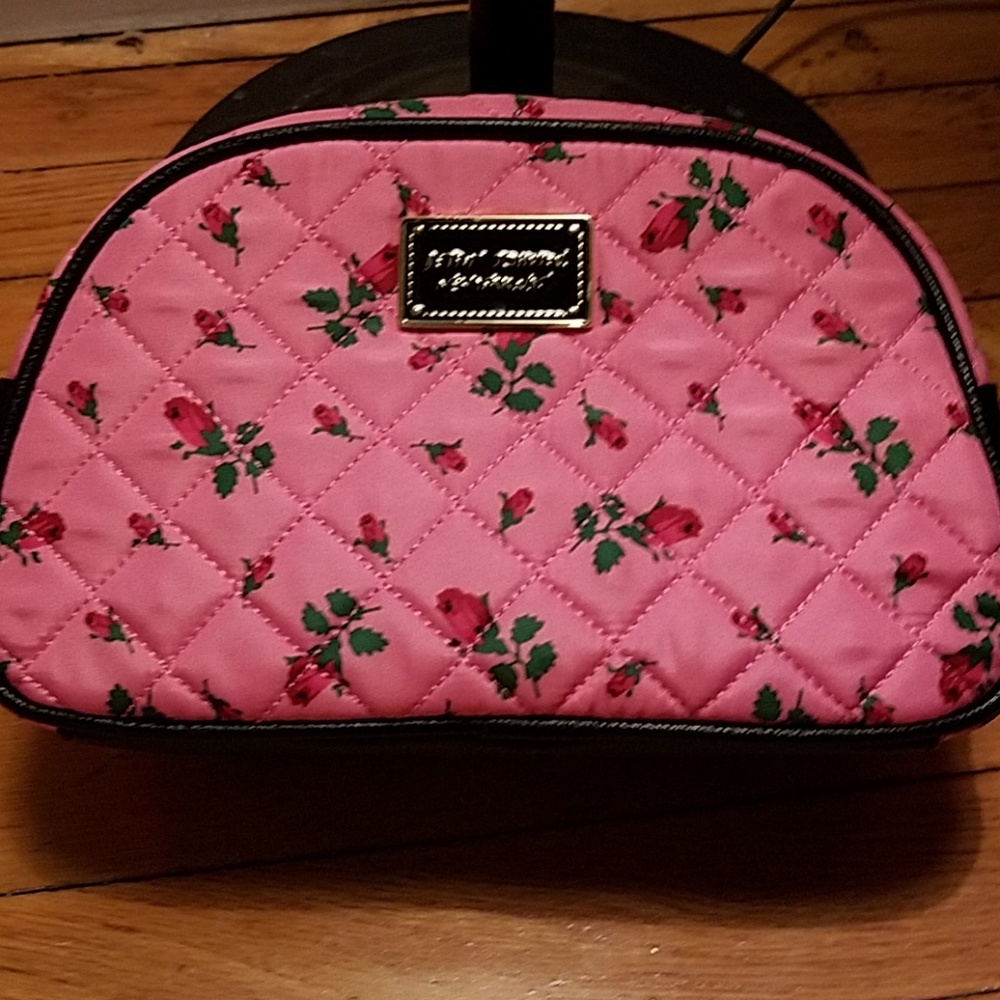 Betsey Johnson Rose Print Quilted Cosmetic bag